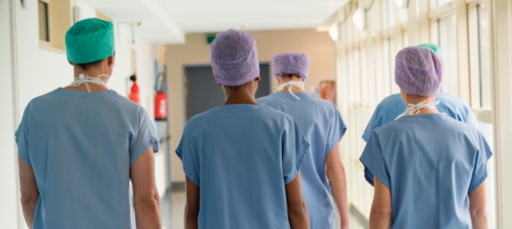 Doctors walking down a hallway