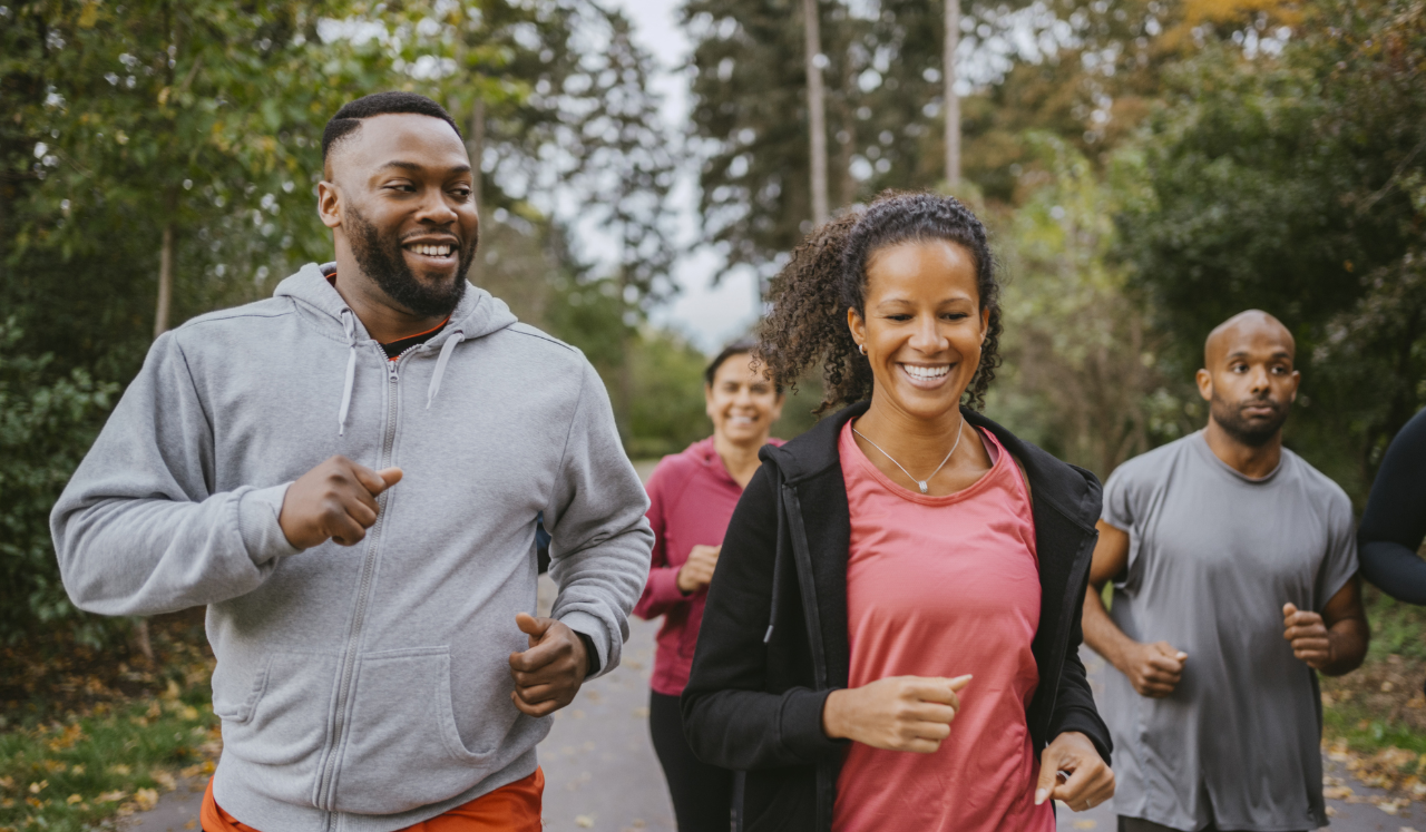 people running in park