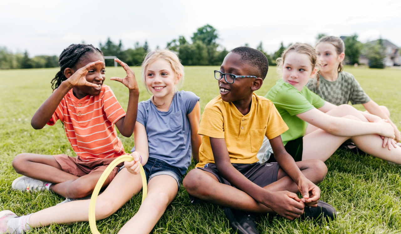 Kids sitting outside