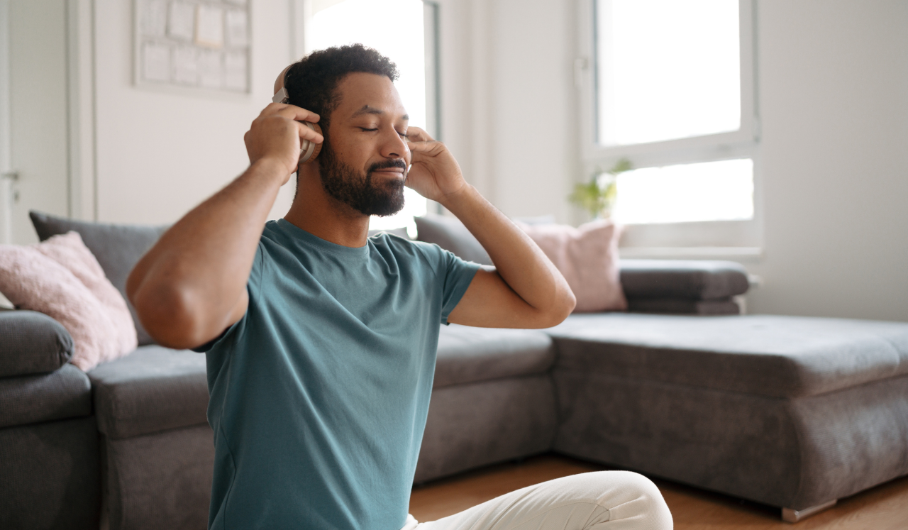 Person listening to music