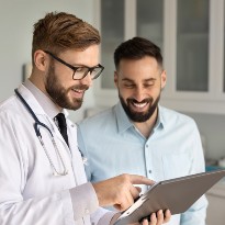 Doctor talking with patient.