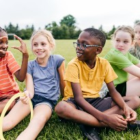 Kids sitting outdoors
