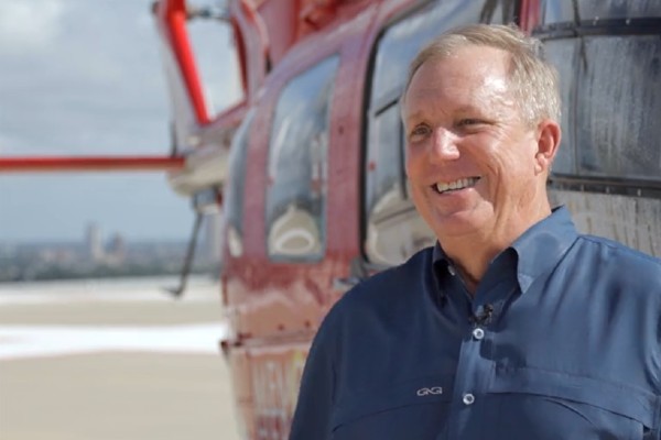 Brian Bremser in front of Life Flight