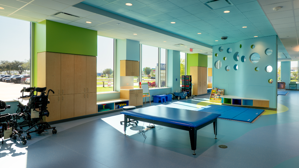 TIRR Memorial Hermann Pediatric Outpatient Rehabilitation - Katy rehabilitation room.