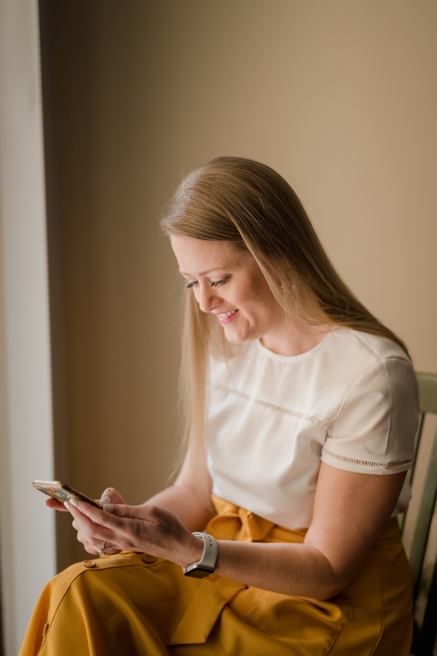 Amber on her phone