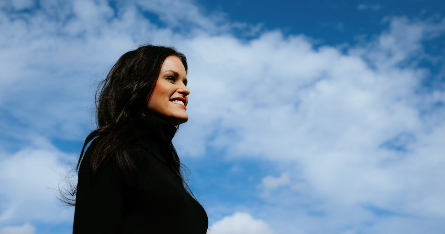 Sarah looking up in the sky