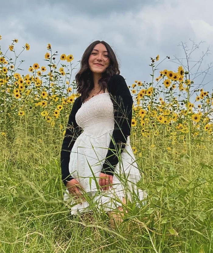 patient amy in flower field