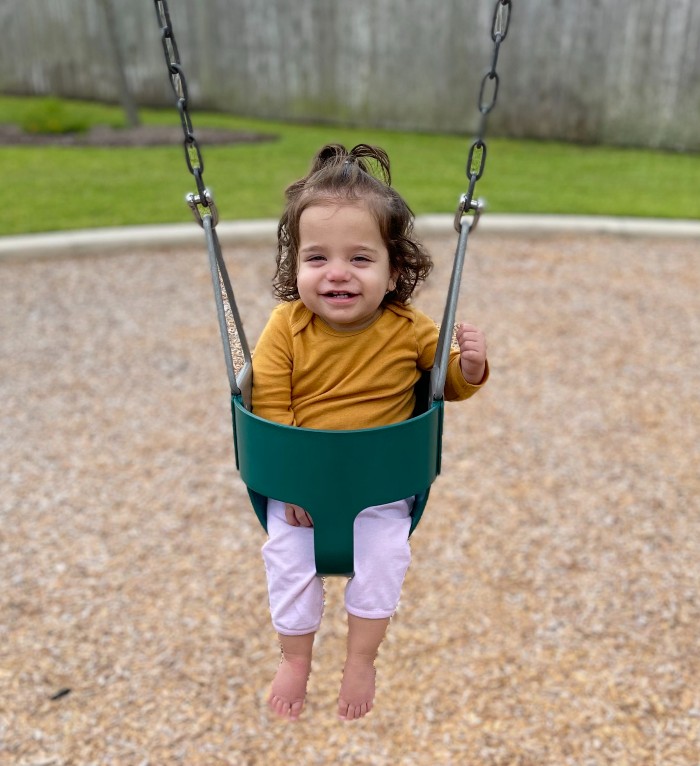 patient in swing at park