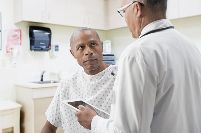 Patient talking to doctor