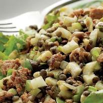 Warm Lentil Salad with Sausage and Apple