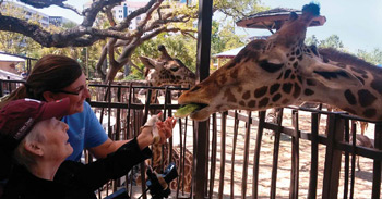 Erin Henry with patient and giraffe