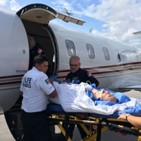 Patient being lifted into medvac