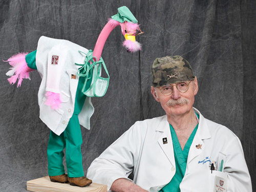 Dr. Duke with Flamingo Puppet
