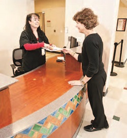 Patient checking in to Red Duke Trauma Institute