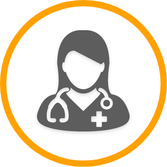 Iconography depicting a healthcare worker
