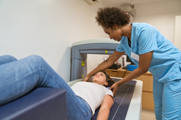 Woman gets bone density scan