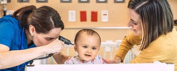 Child getting ear examined