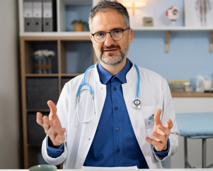 Doctor talking with hands