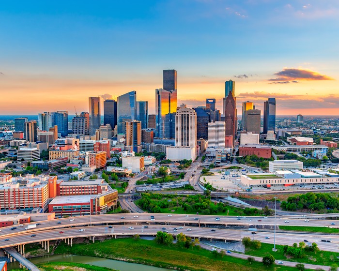 Houston, Texas skyline at dusk