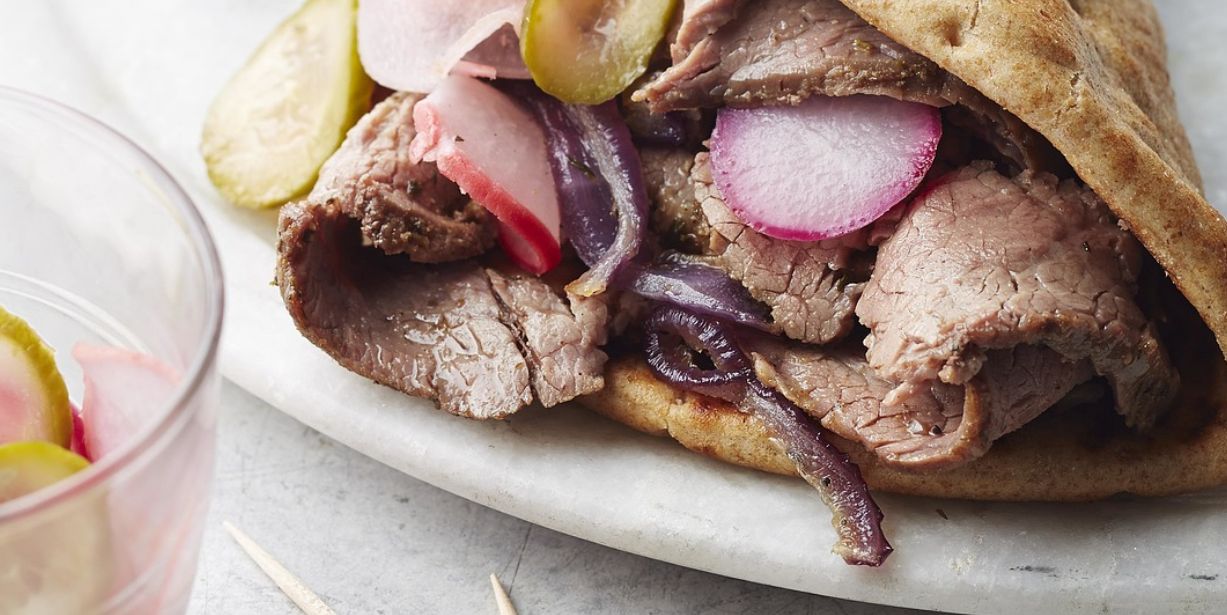 Advanced Weekend Recipe: Flank Steak Gyros with Quick Pickles