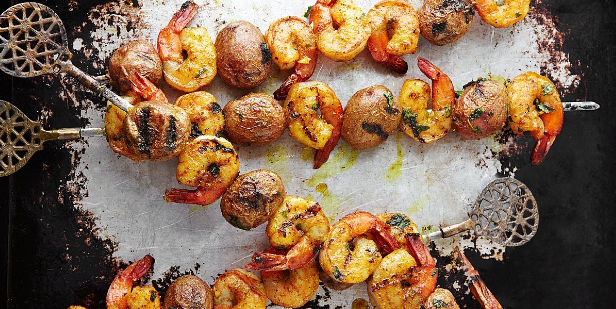 Friday: Curried Shrimp and Potato Kebabs
