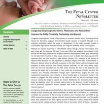 The Fetal Center Journal Spring 2016 Cover