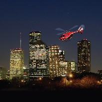 Life Flight helicopter flies over Houston